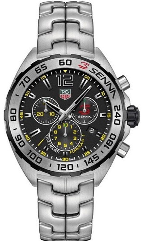 Reloj cronógrafo Tag Heuer Formula 1 Senna Edición Limitada Esfera Negra Correa de Acero Plateada para Hombre Caz1013 Ba0883