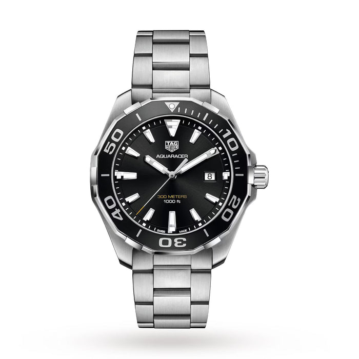 Tag Heuer Aquaracer Quartz Black Dial Stainless Steel Mens Watch Way101a Ba0746