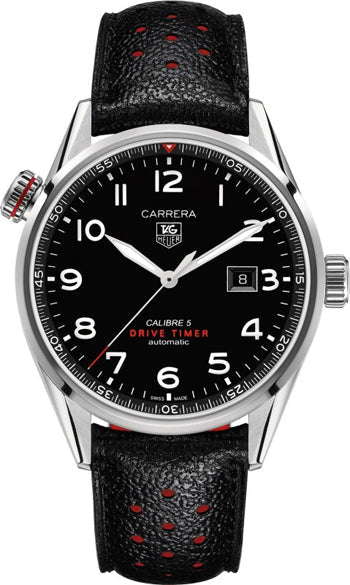 Reloj Tag Heuer Carrera Drive Time para hombre de acero inoxidable negro War2a10 Fc6337