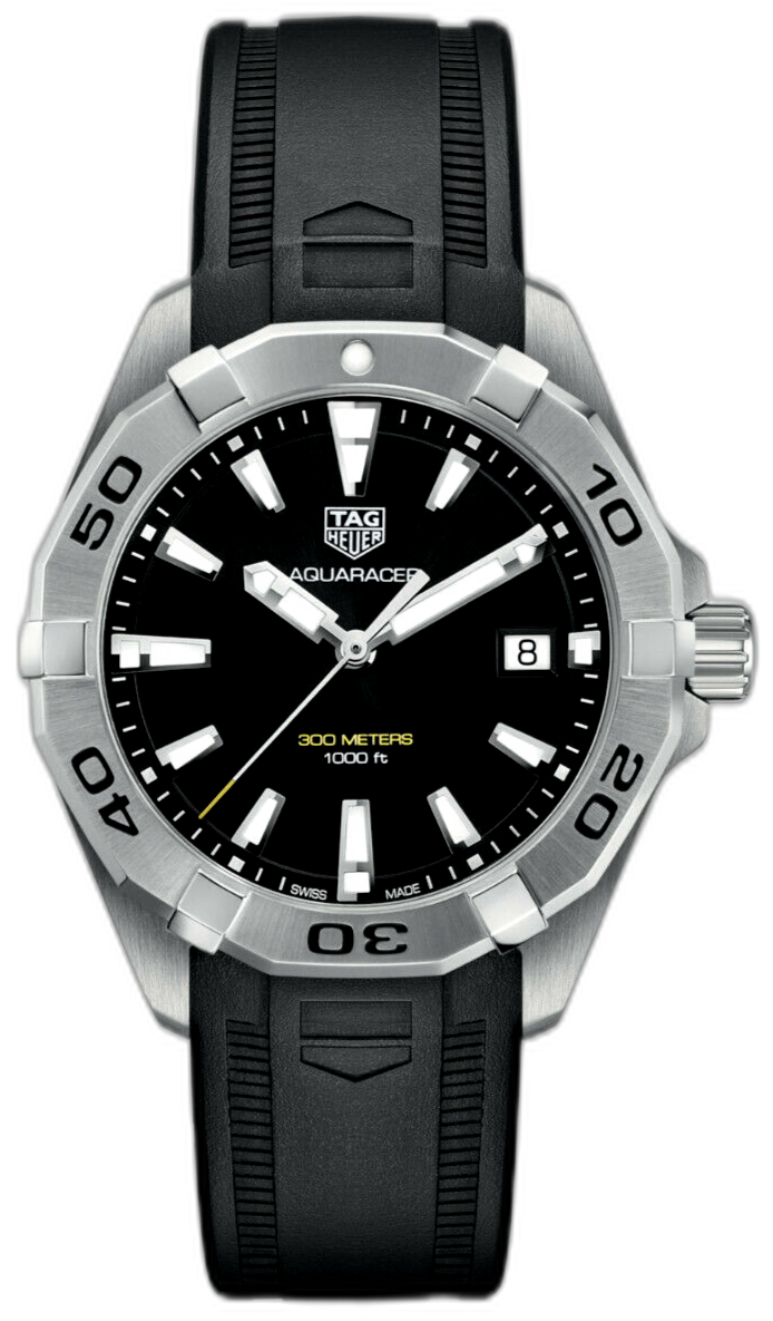 Reloj Tag Heuer Aquaracer de Cuarzo con Esfera Negra y Correa de Goma Negra para Hombre Wbd1110 Ft8021