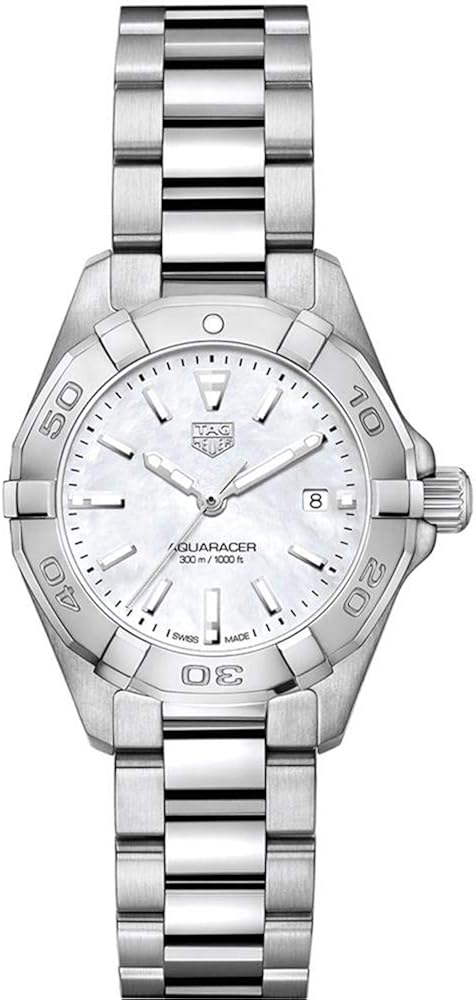 Tag Heuer Aquaracer Cuarzo Nácar Esfera Blanca Correa De Acero Plateada Para Mujer Wbd1411 Ba0741