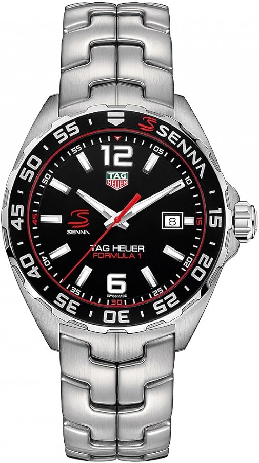 Reloj Tag Heuer Formula 1 Quartz Edición Limitada Senna Esfera Negra Brazalete de Acero Plateado Para Hombre Waz1012 Ba0883