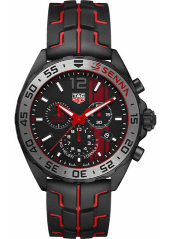 Tag Heuer Formula 1 Ayrton Senna Edición Limitada Esfera Negra Correa de Caucho Bicolor Reloj para Hombre Caz1019 Ft8027
