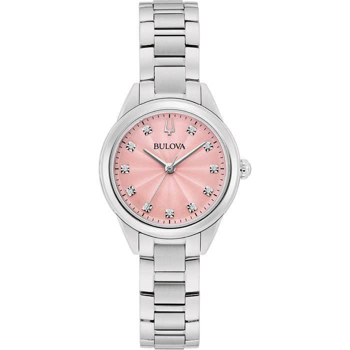 Reloj Sutton de acero para mujer con esfera rosa 96p249
