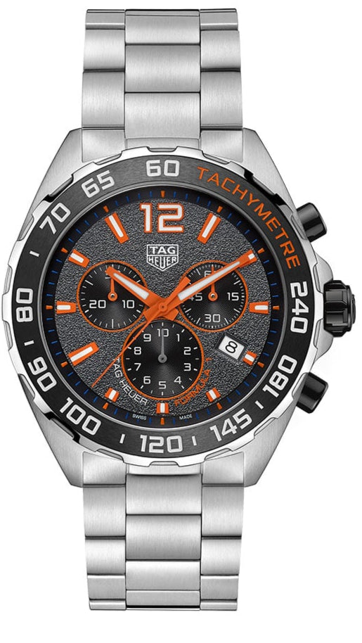 Reloj de hombre Tag Heuer Formula 1 Cronógrafo Cerámica Esfera Negra Correa de Acero Plateado Caz101ah Ba0842
