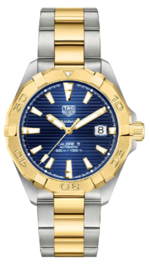Reloj Tag Heuer Aquaracer Calibre 5 Esfera Azul Correa de Acero Bicolor Para Mujer Wbd2120 Bb0930