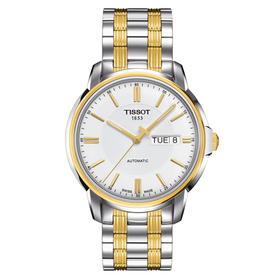 Reloj para hombre Tissot Automatics Iii T Classic 39mm plateado dorado T0654302203100