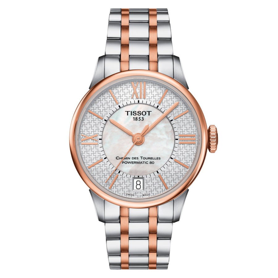 Tissot Reloj Automático para Mujer Chemin Des Tourelles Powermatic 80 Dos Tonos Oro Rosa Helvetic Pride T0992072211802