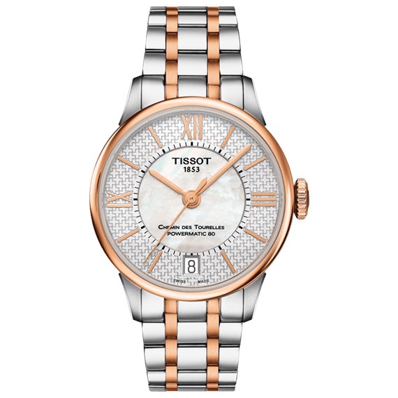 Reloj automático Tissot de señora Chemin Des Tourelles Powermatic 80 Edición especial bicolor oro rosa Helvetic Pride T0992072211801