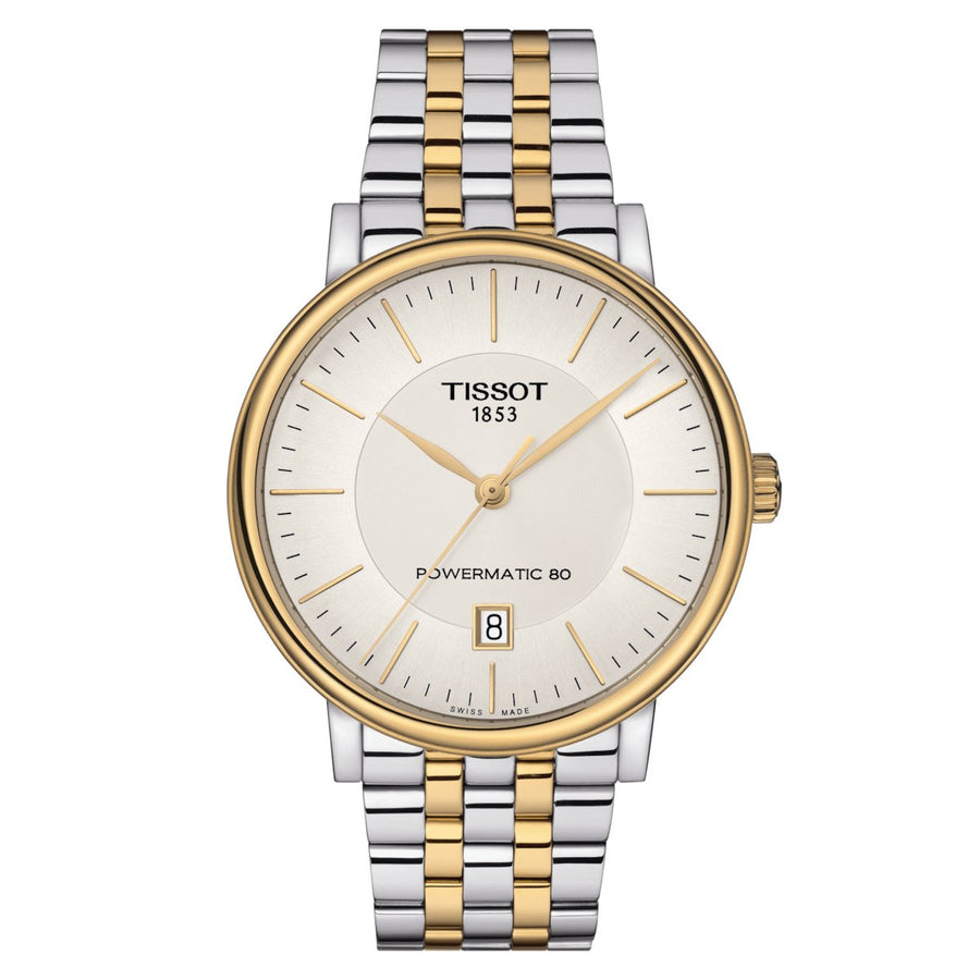Reloj Tissot Carson Auto T Classic para hombre, 40 mm, plata/oro, T1224072203100