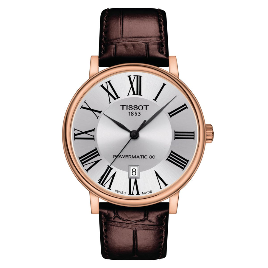 Tissot Reloj de Hombre Carson Auto Powermatic 80 Premium 40mm Plateado Marrón T1224073603300
