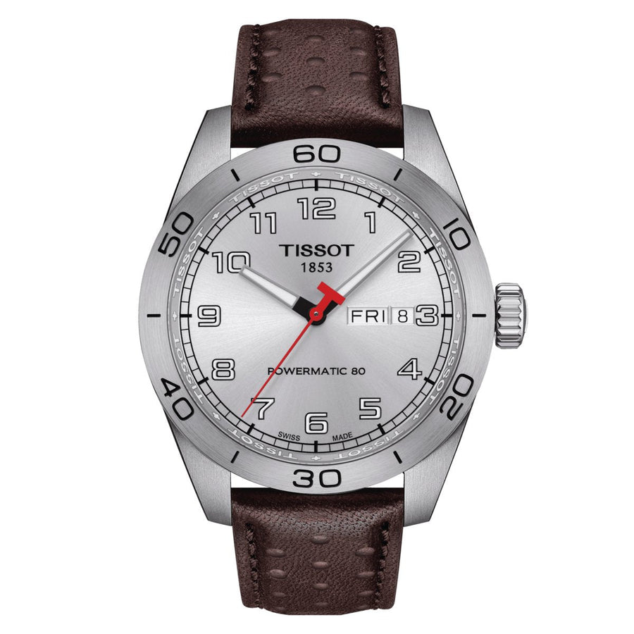 Reloj de hombre Tissot Prs 516 automático 42 mm Powermatic 80 plateado marrón T1314301603200