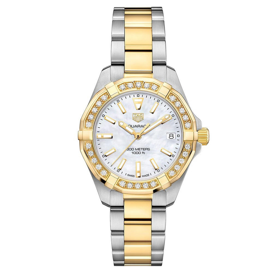 Tag Heuer Aquaracer Diamantes Esfera Nácar Correa Acero Bicolor Reloj Para Mujer Wbd1321 Bb0320