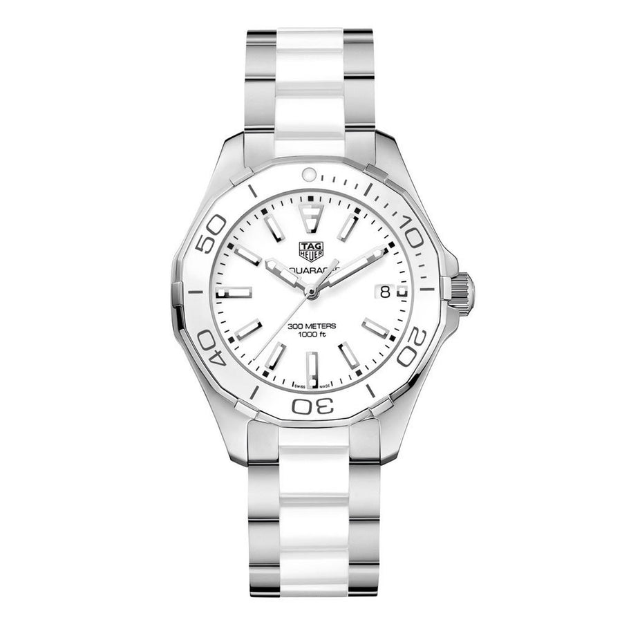 Reloj Tag Heuer Aquaracer de acero inoxidable y cerámica blanca para mujer