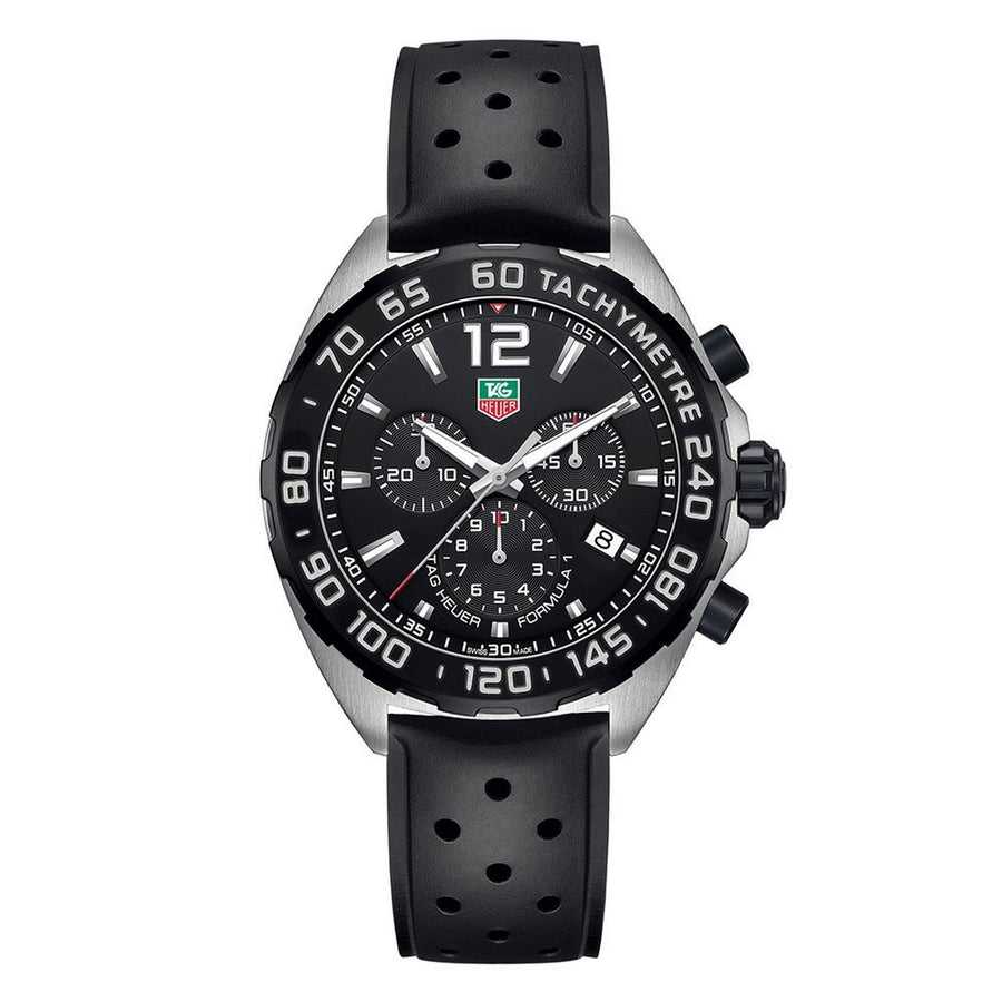 Reloj Tag Heuer Formula 1 Cronógrafo de Cuarzo para Hombre de 43 mm, Caja de Acero Inoxidable con Correa de Caucho Negro, Esfera Negra 1