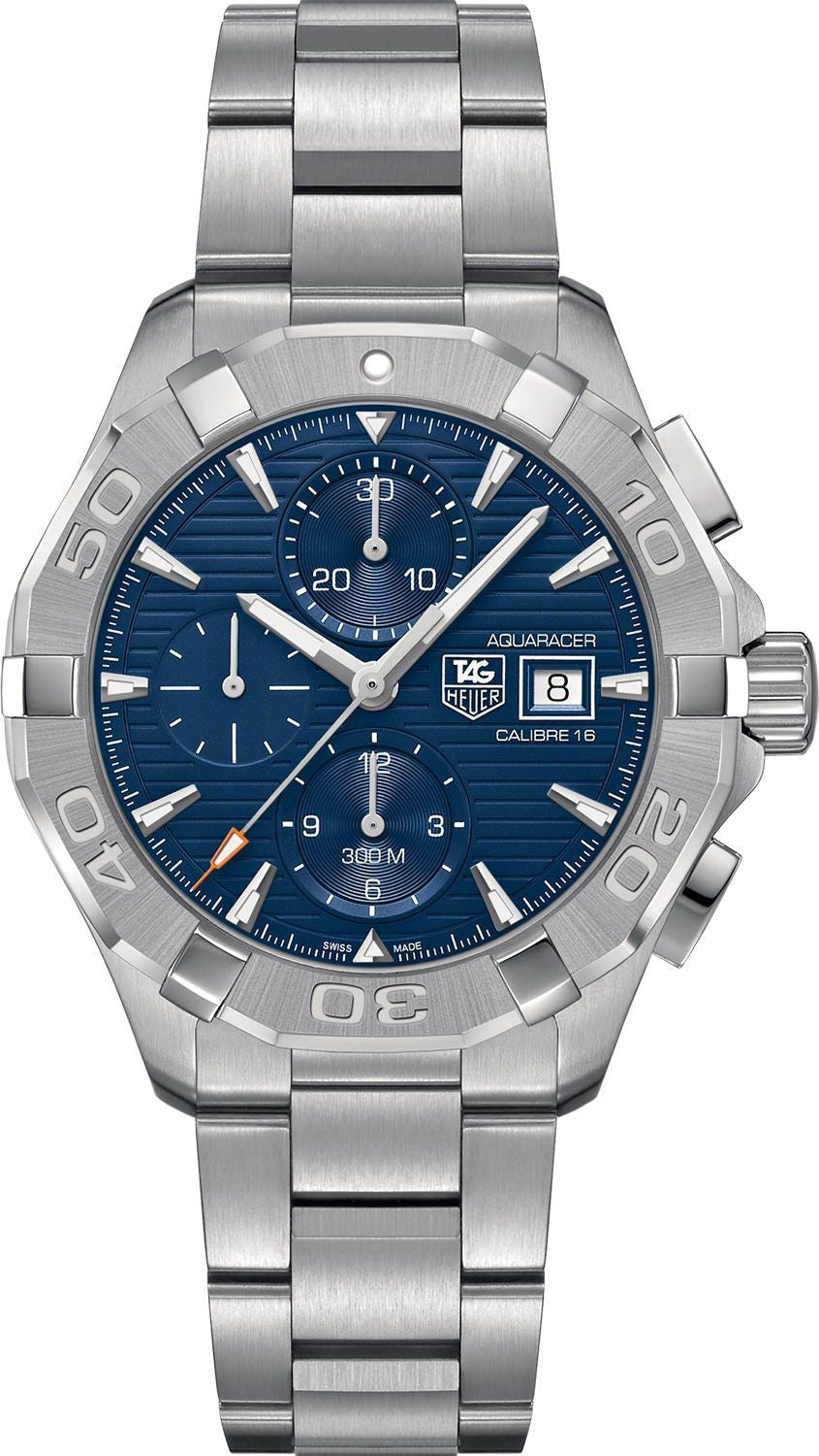 Reloj Tag Heuer Aquaracer Automatic Chronograph de Hombre con Esfera Azul y Correa de Acero Plateado Cay2112 Ba0927