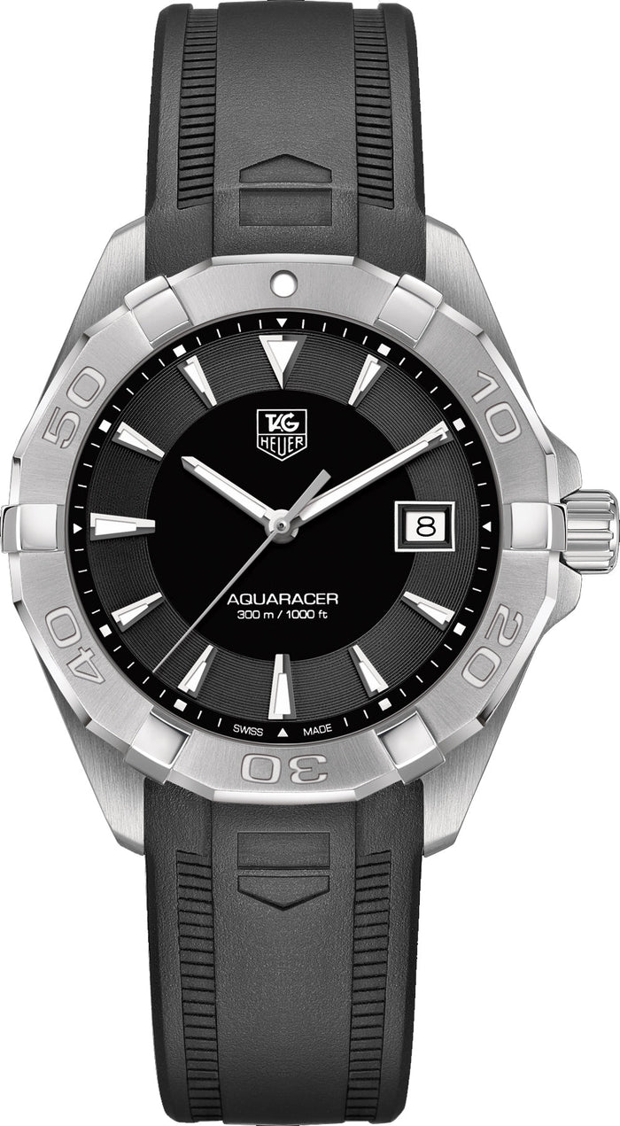 Reloj Tag Heuer Aquaracer Calibre 5 Automático Esfera Negra Correa de Caucho Negra para Hombre Way2113 Ft8021