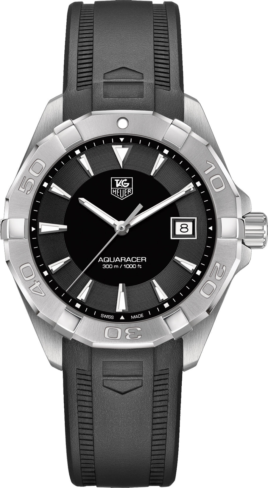 Reloj Tag Heuer Aquaracer Calibre 5 Automático Esfera Negra Correa de Caucho Negra para Hombre Way2113 Ft8021