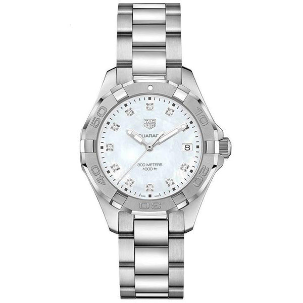 Reloj Tag Heuer Aquaracer de Acero Plateado con Correa de Nácar y Diamantes para Mujer Wbd131b Ba0748