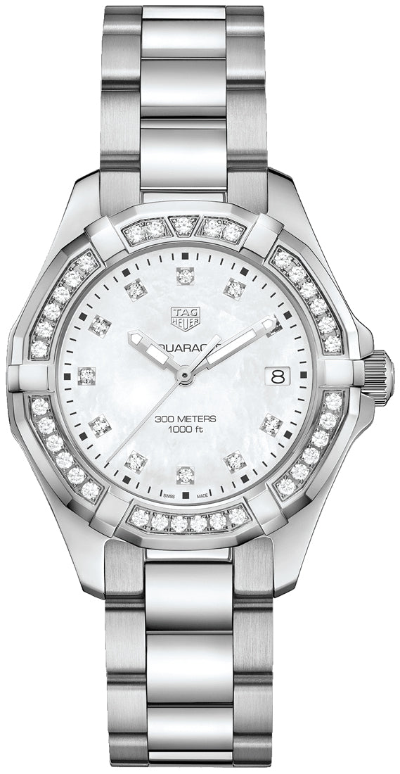 Reloj Tag Heuer Aquaracer Diamonds con Esfera Nácar Blanco y Correa de Acero Plateado para Mujer Wbd131c Ba0748