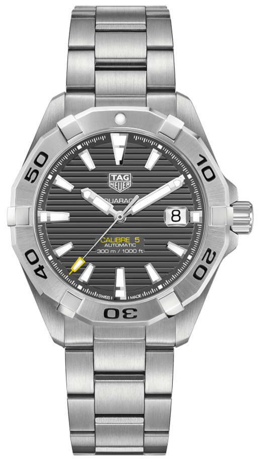 Reloj Tag Heuer Aquaracer Calibre 5 con esfera gris y correa de acero plateado para hombre Wbd2113 Ba0928