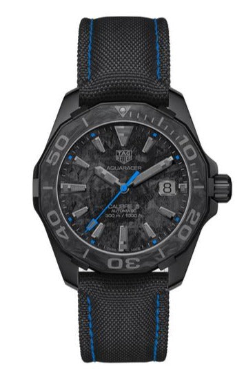 Reloj Tag Heuer Aquaracer Calibre 5 para hombre con correa de nailon negra y esfera de carbono Wbd218c Fc6447