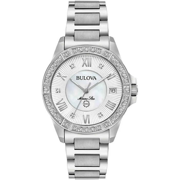 Bulova Marine Star Ladies Silver Watch 96r232