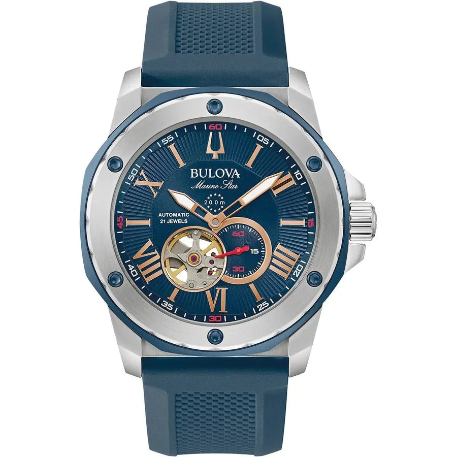 Reloj Bulova Marine Star automático azul para hombre 98a282