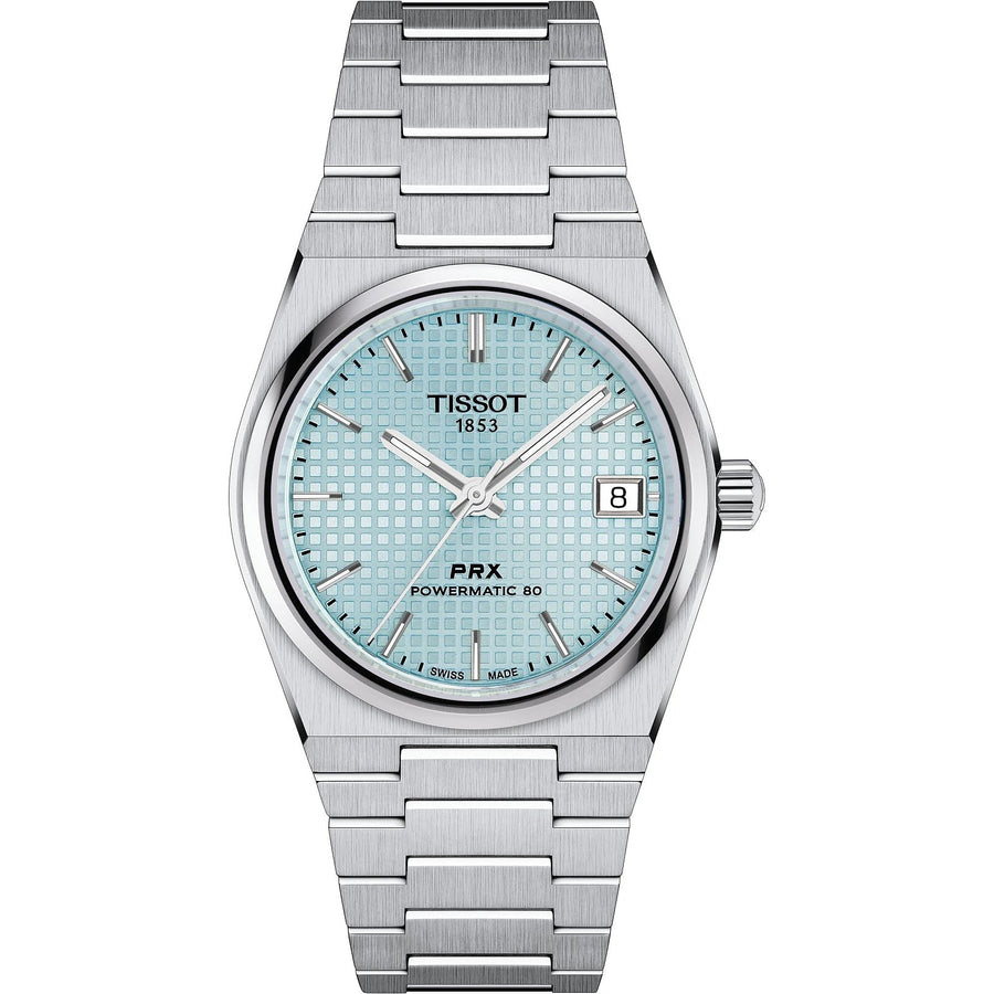 Reloj Tissot PRX Powermatic de 35 mm para mujer, azul hielo T1372071135100