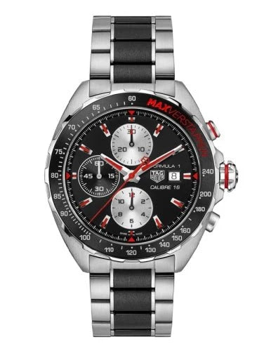 Reloj automático de cronógrafo Tag Heuer Formula 1 de 43 mm para hombre, de acero inoxidable con esfera negra y detalles en rojo