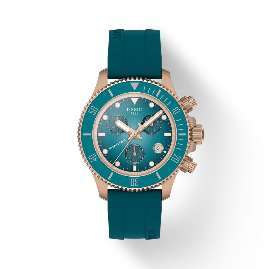 Tissot Seastar 1000 Cronógrafo de cuarzo de 38 mm con correa de caucho azul T120.217.37.041.00