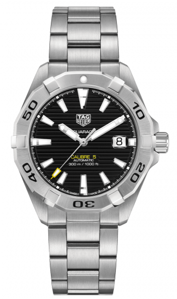 Tag Heuer Aquaracer Automático Calibre 5 Esfera Negra Correa de Acero Plateado Reloj para Hombre Wbd2110 Ba0928