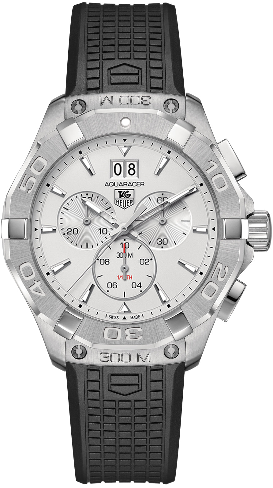 Reloj Tag Heuer Aquaracer Cronógrafo Esfera Blanca Correa de Caucho Negro para Hombre Cay1111 Ft6041