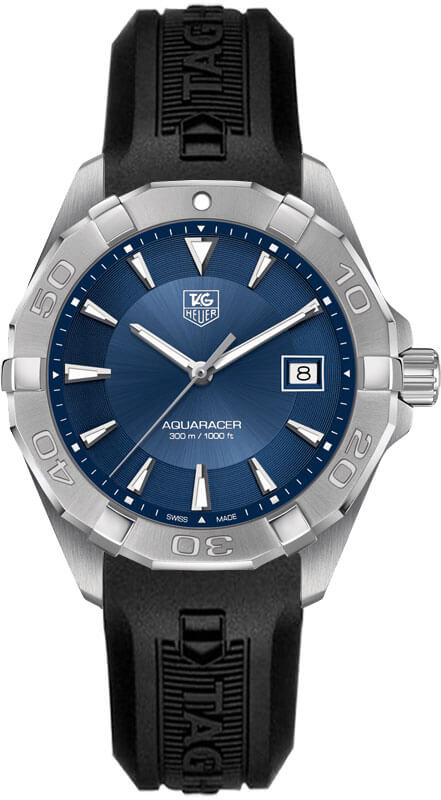 Reloj Tag Heuer Aquaracer de Cuarzo con Esfera Azul y Correa de Caucho Negra para Hombre Way1112 Ft8021