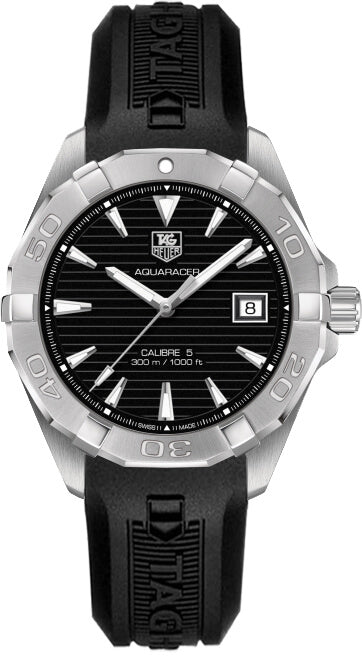 Reloj Tag Heuer Aquaracer Automatic Caliber 5 con esfera negra y correa de caucho negra para hombre Way2110 Ft8021