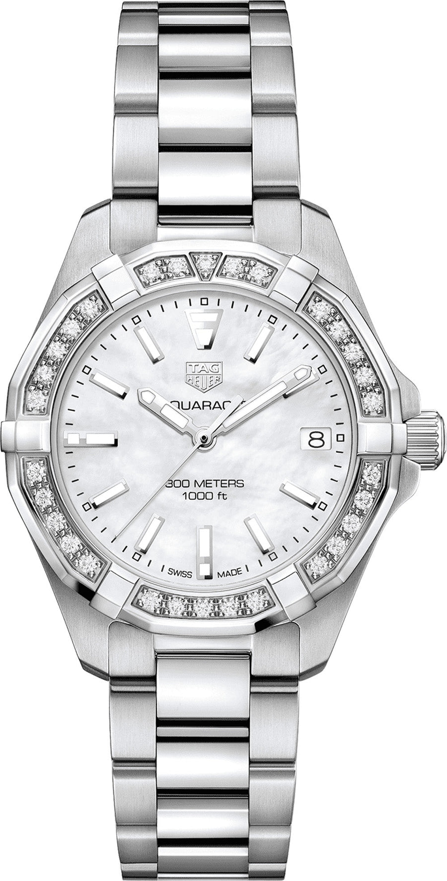 Reloj de mujer Tag Heuer Aquaracer Diamantes Esfera Nácar Correa Acero Plata Wbd1313 Ba0740