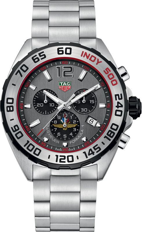 Reloj Tag Heuer Formula 1 Chronograph Indy 500 Special Edition Esfera Gris Correa Acero Plateado Para Hombre Caz1016 Eb0058