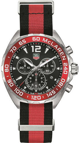 Reloj para hombre Tag Heuer Formula 1 McLaren Edición Limitada Cuarzo Cronógrafo Esfera Negra Correa Nato Bicolor Caz1112 Fc8188