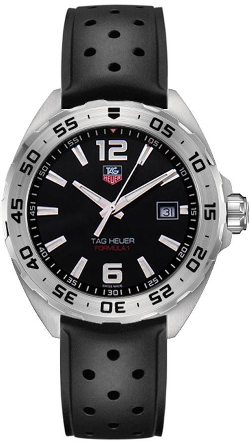 Reloj Tag Heuer Formula 1 de cuarzo con esfera negra y correa de caucho negra para hombre Waz1112 Ft8023