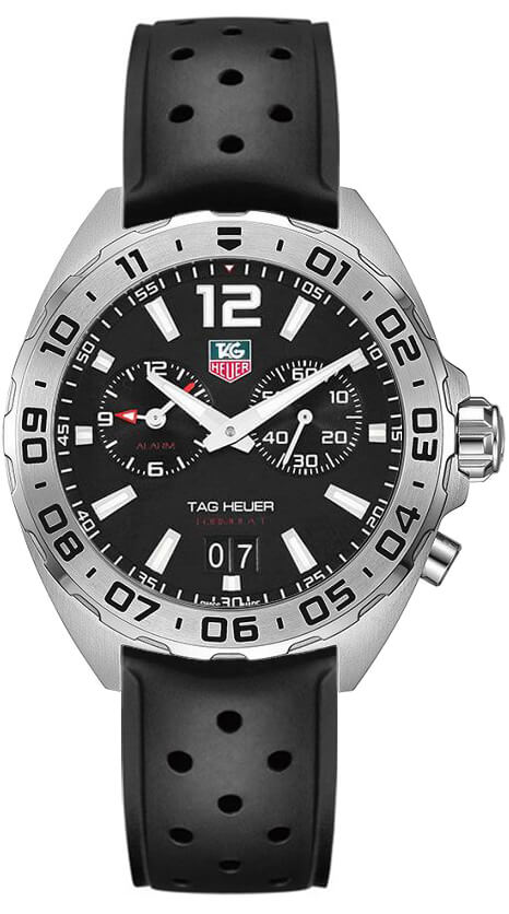 Reloj Tag Heuer Formula 1 Alarma Cuarzo Esfera Negra Correa de Goma Negra para Hombre Waz111a Ft8023