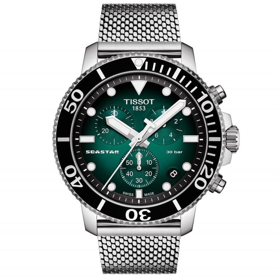 Reloj Tissot Cronógrafo Seastar 1000 Malla Verde T1204171109100