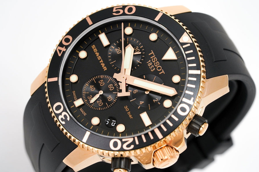 Tissot Chronograph Watch Seastar 1000 Rose Gold T1204173705100 2